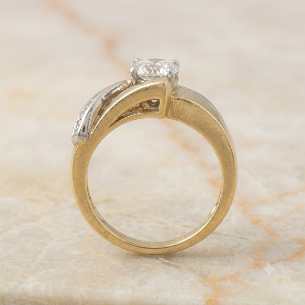 Vintage Irregular Gold & Silver Zirconia Ring