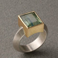 Vintage Green Square Gold & Silver Ring