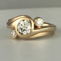 Vintage Irregular Golden Forged Zirconia Ring
