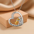 Heart & Dog Charm Necklace in 925 Silver