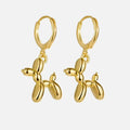 Golden Huggie Hoop Earrings with Balloon Dog Pendant