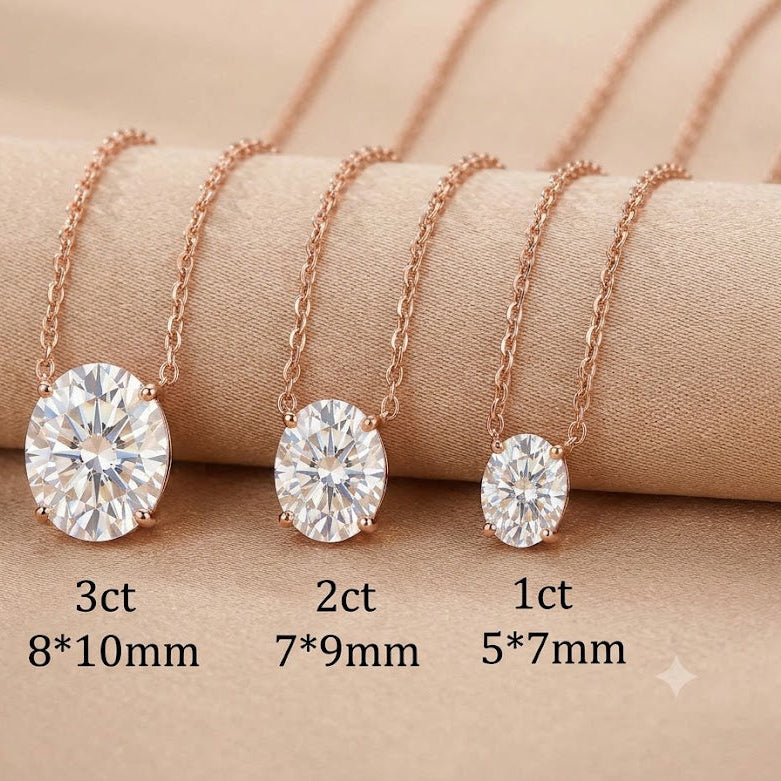 Oval Moissanite Pendant in Sterling Silver