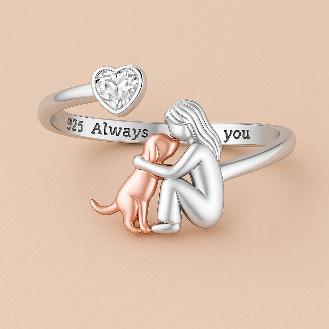 Adjustable Zirconia Dog Hug Ring