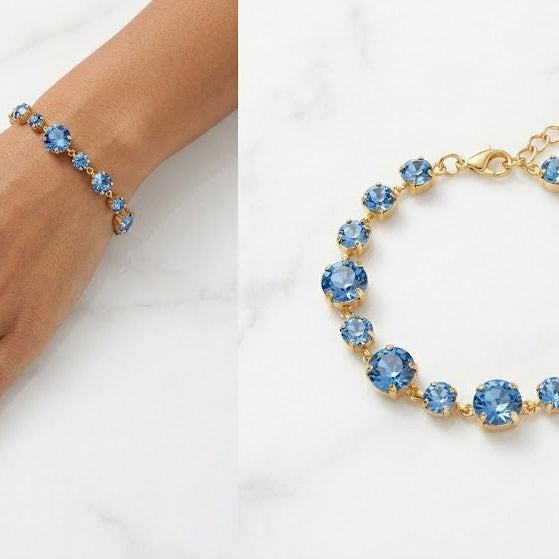 Luxury Bracelet with Blue Crystals in Silver