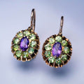 Vintage Bright Rounded Green & Purple Earrings