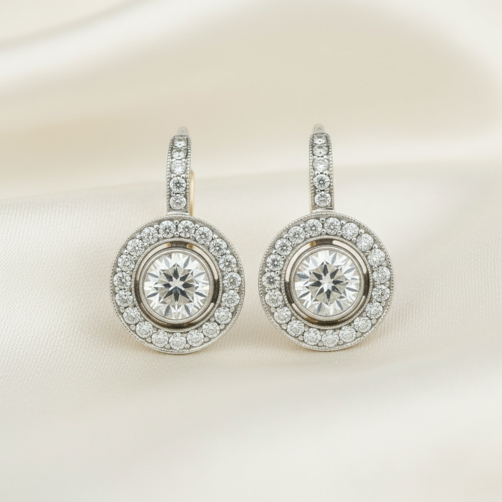 Vintage Silver Earrings with Zirconia