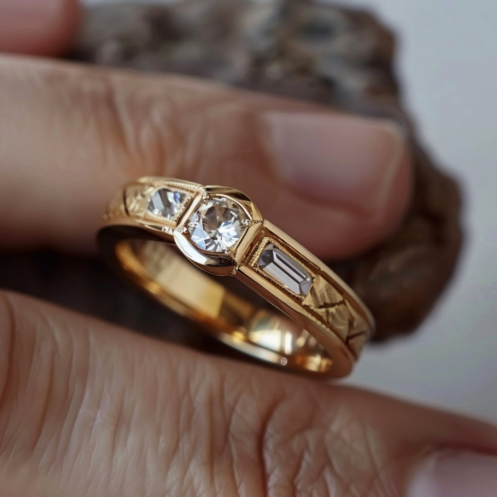 Golden Zirconia Statement Ring