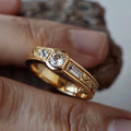 Golden Zirconia Statement Ring