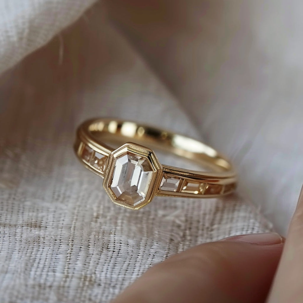 Radiant Crystal Gold Ring