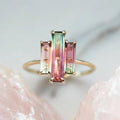 Vintage Green Red Zirconia Gold Ring