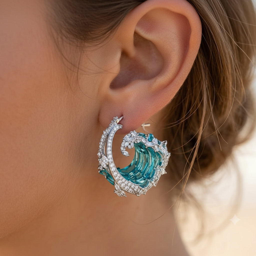 Ocean's Oath Wave Drop Earrings