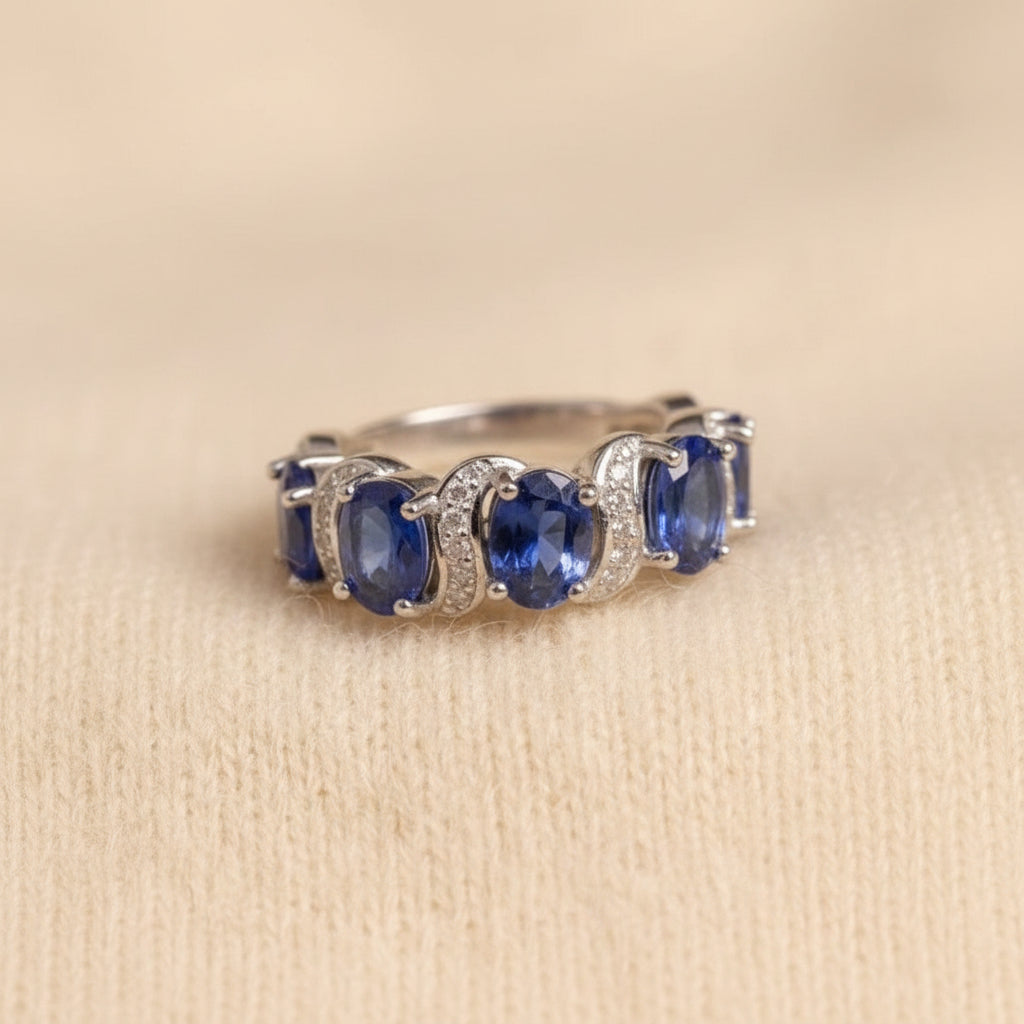 Natural Blue Kyanite Ring in Sterling Silver
