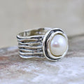 White Stone Layering Silver Ring