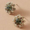 Vintage Green Flower Crystal Earrings