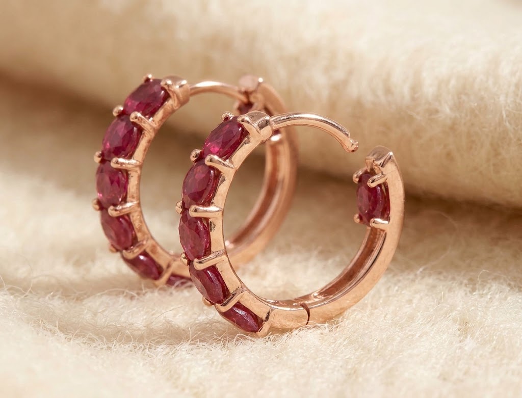 Natural Ruby Ring & Hoop Earring Set in Sterling Silver
