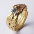 Vintage Inlaid Crystal Gold Forged Ring