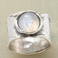 Moonstone wide Silver, Bezel Ring