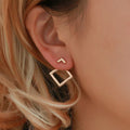 Gold Plated Triangles Stud Two Piece Earrings