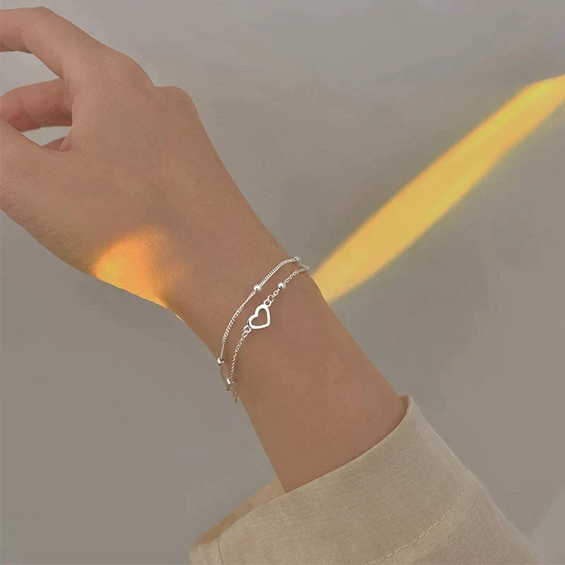 Adjustable Sterling Silver Heart Bracelet