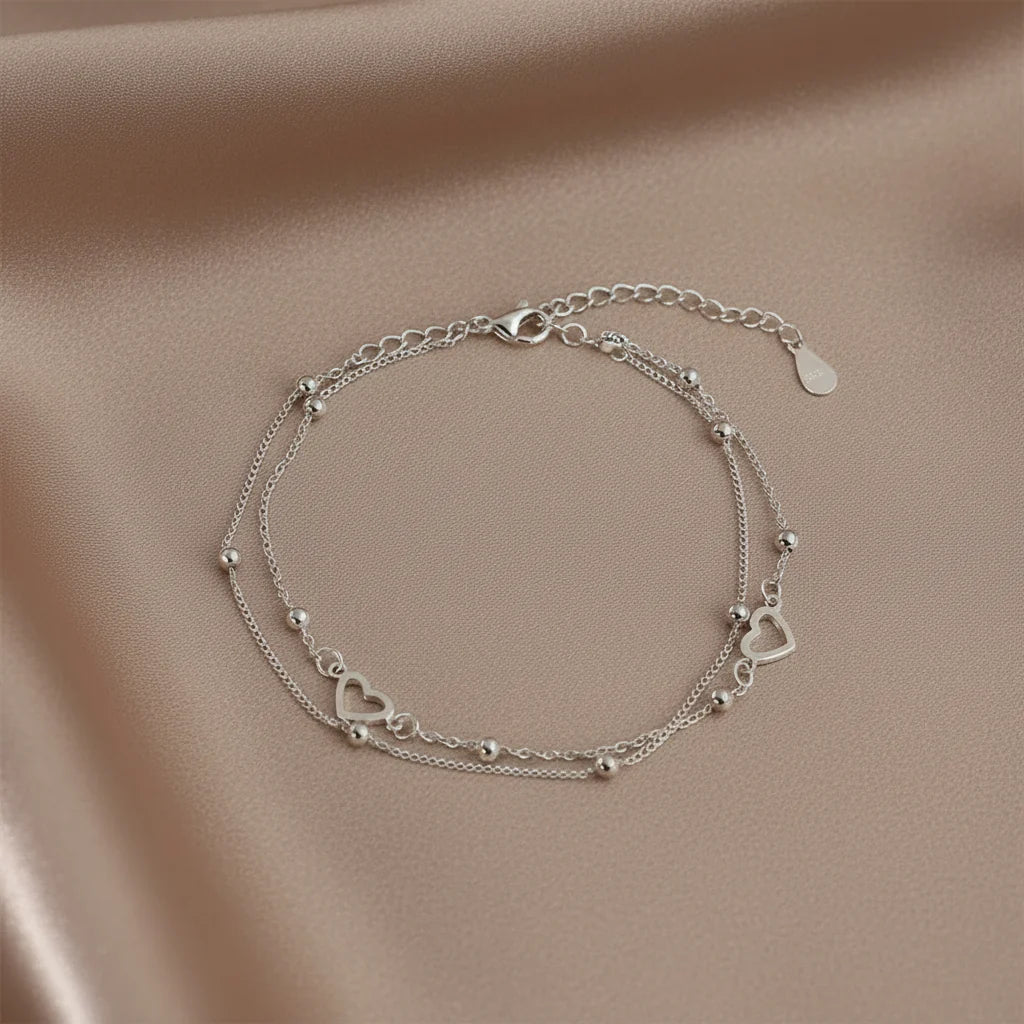Adjustable Sterling Silver Heart Bracelet