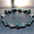 Luxury Bracelet with Blue Crystals in Silver