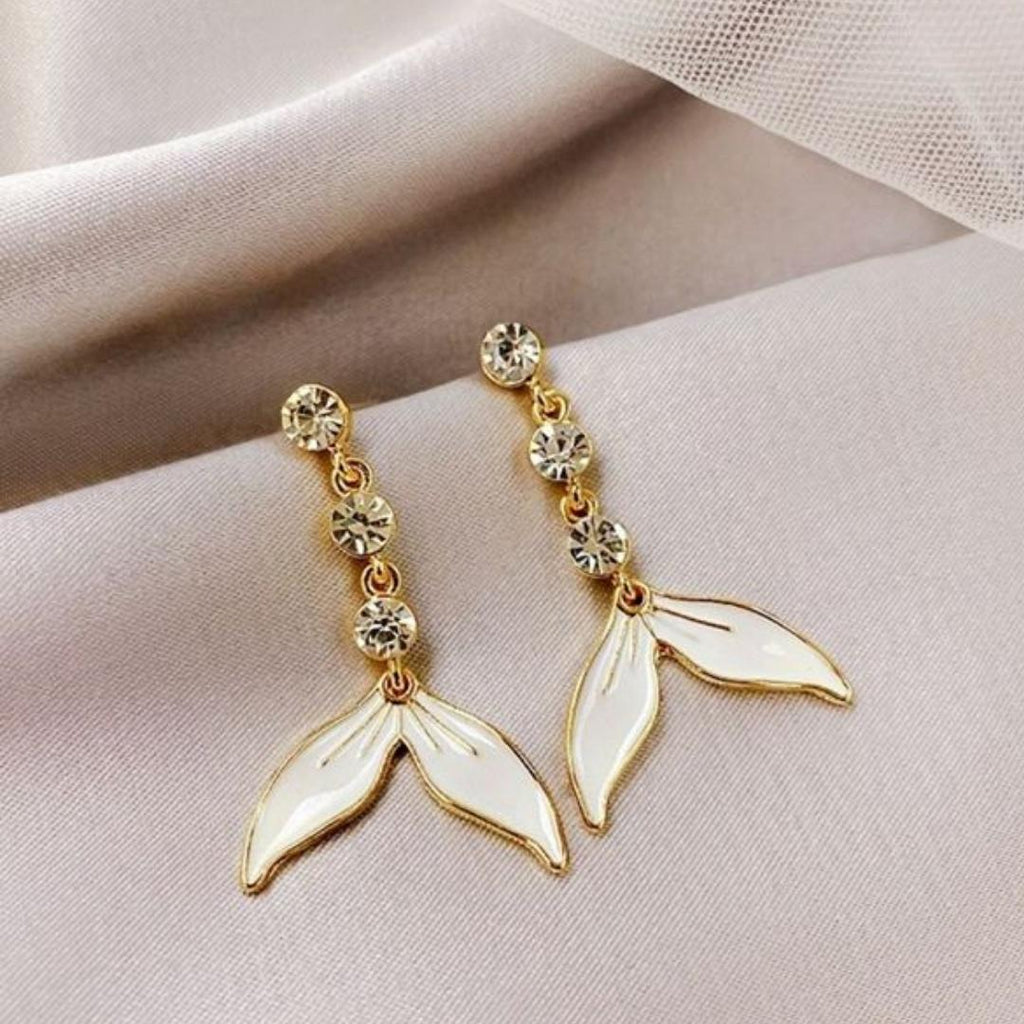 Mermaid Tail Zirconia Earrings in Gold
