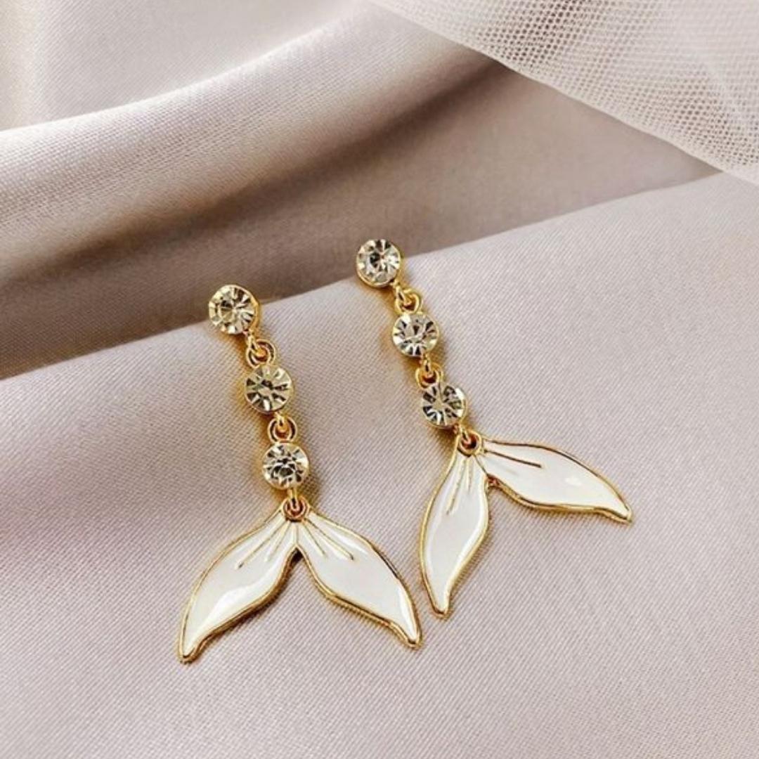 Mermaid Tail Zirconia Earrings in Gold