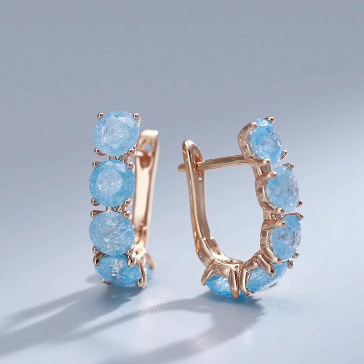 White Opal Gold Huggie Earrings