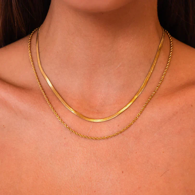 Layered Chain Necklace in Gold, Delicate