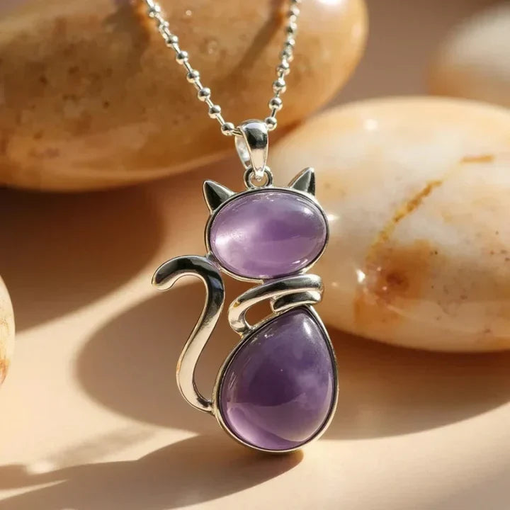 Vintage Purple Cat Necklace