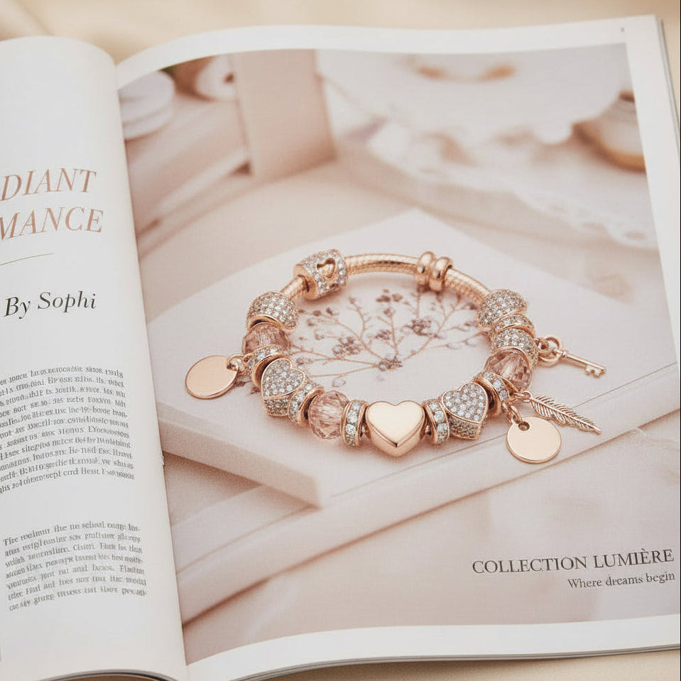 Dreamcatcher Bracelet with Charms  | Rose gold,  Sterling Silver