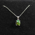 Natural Gemstone Oval Pendant Necklace in Sterling Silver