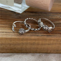 Vintage Moon and Star Ring Set in Silver