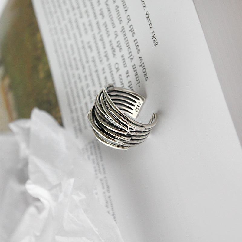 Silver Adjustable Layered Ring