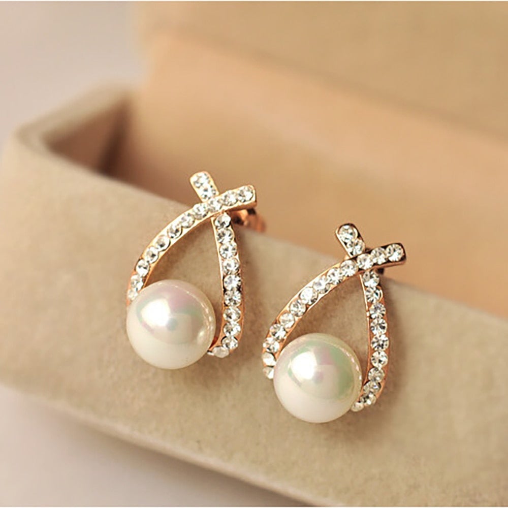 Pearl & Crystal Glitter Earrings