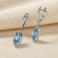 Natural Sky Blue Topaz Marquise Drop Earrings in Sterling Silver