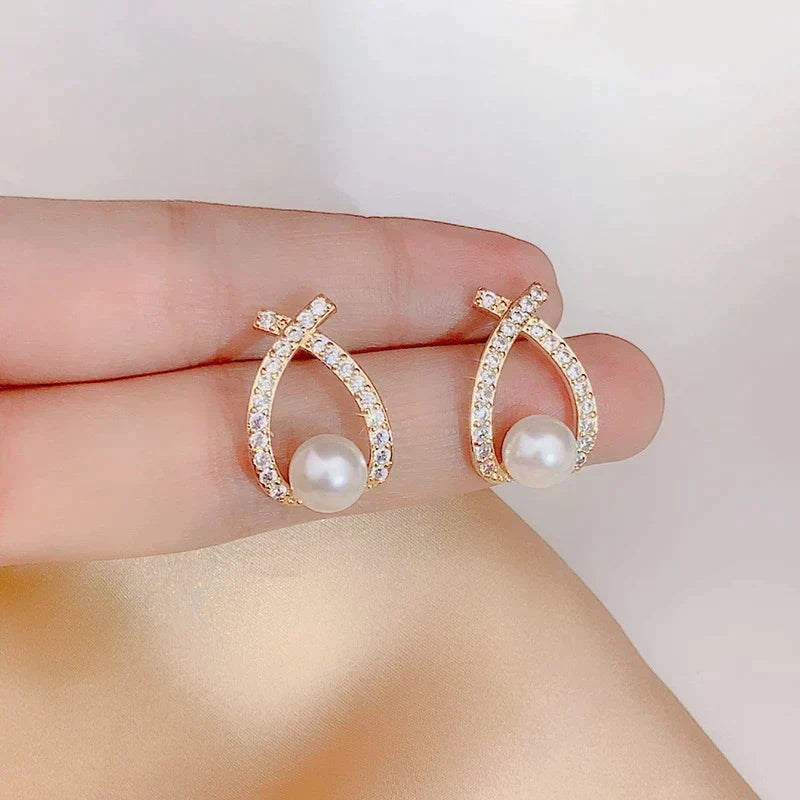 Pearl & Crystal Glitter Earrings
