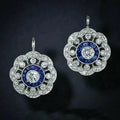 Vintage Mandala Blue Zirconia Drop Earrings
