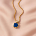Blue Stone Pendant Necklace in Gold