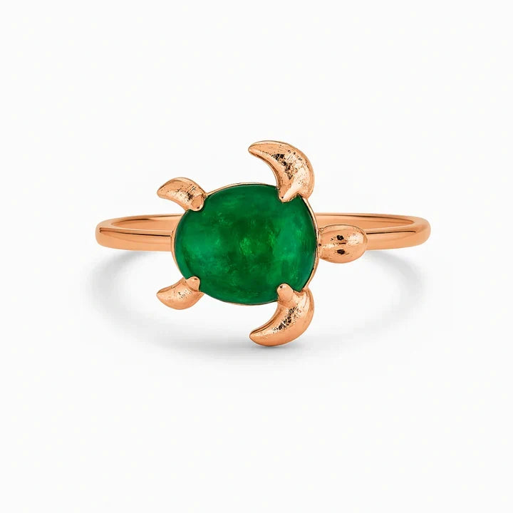 Green Turtle Rose Gold Ring
