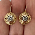 Rounded White Glass Gold Earrings