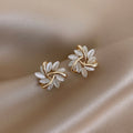 Opal Petal Stud Earrings – Gold & Silver