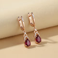 Composite Ruby Pear Drop Earrings in Rose Gold-Plated Sterling Silver