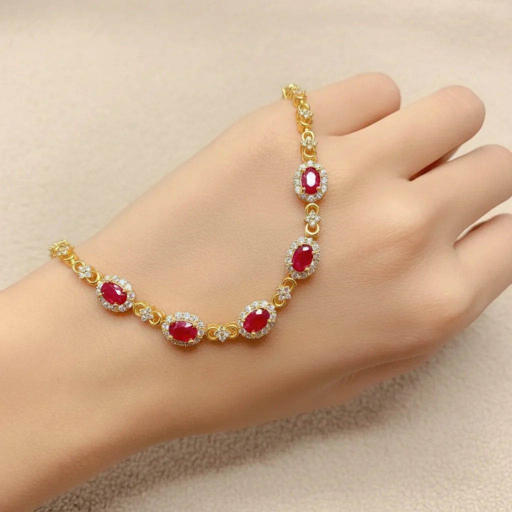 Natural Ruby Station Bracelet  | in Sterling Silver