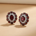 Natural Garnet Cluster Earrings in Sterling Silver