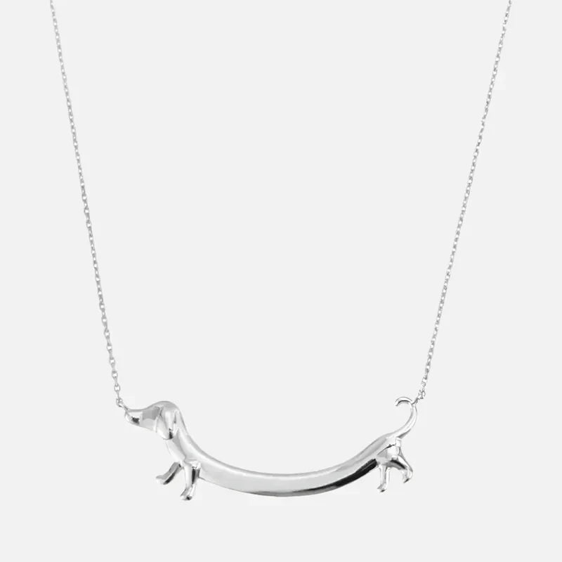 Dachshund Pendant Necklace in Silver and Gold