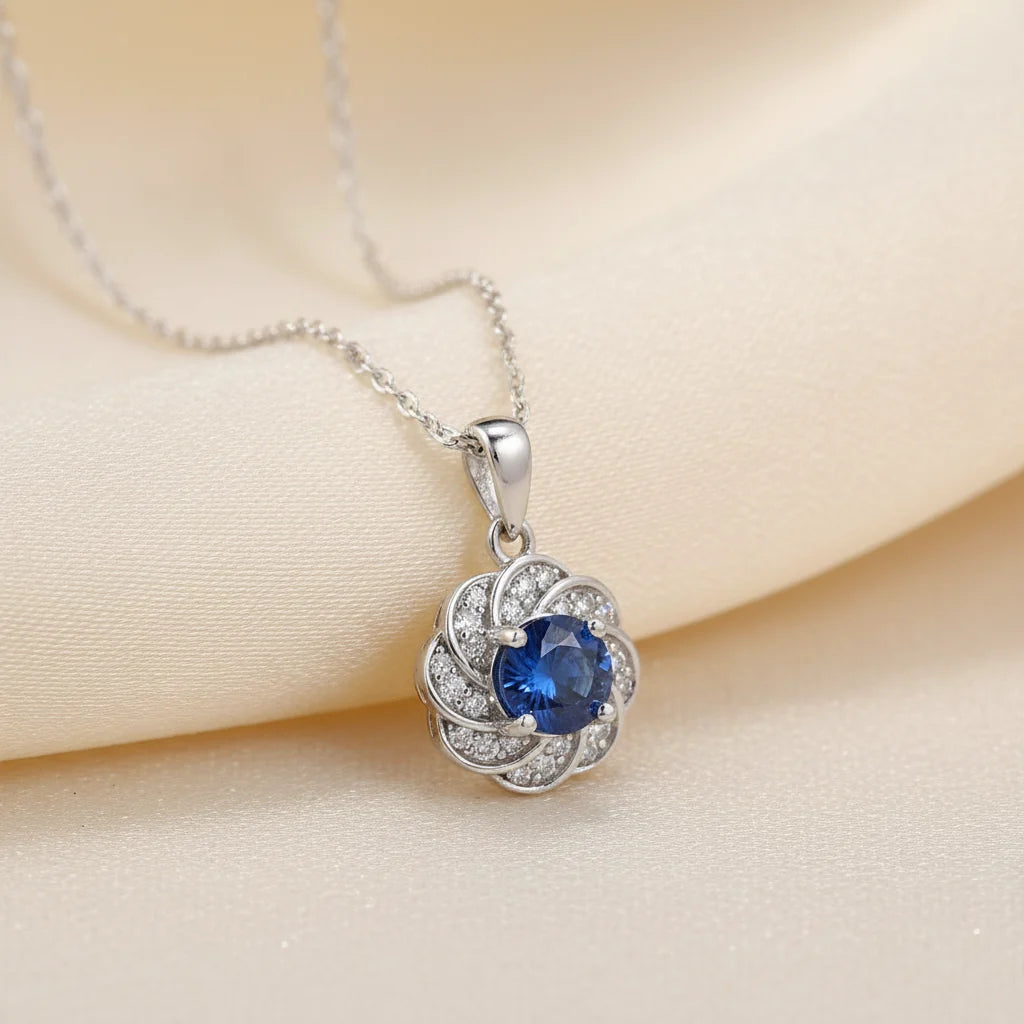 Natural Kyanite Pendant Necklace in Sterling Silver