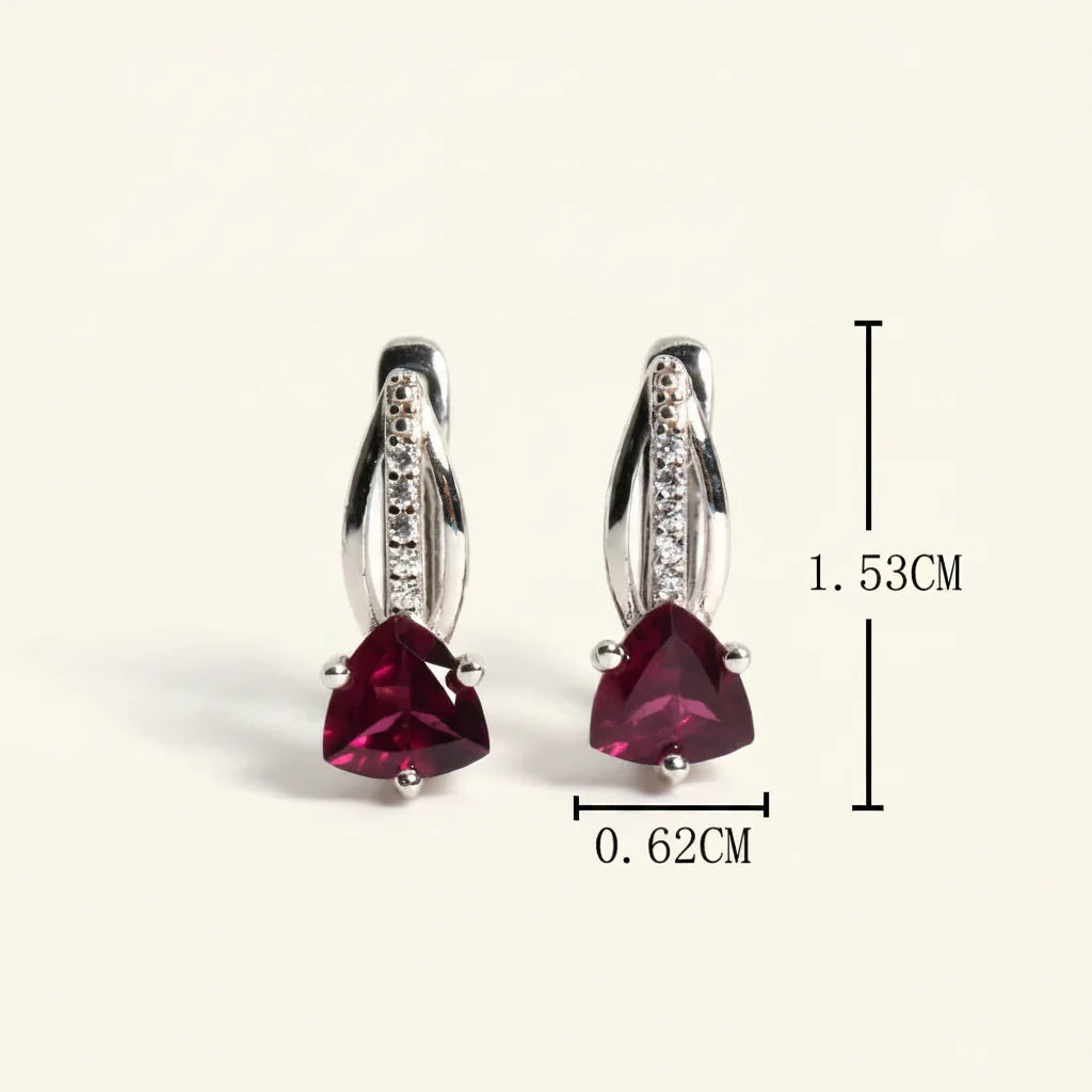 Natural Rhodolite Garnet Earrings in Sterling Silver