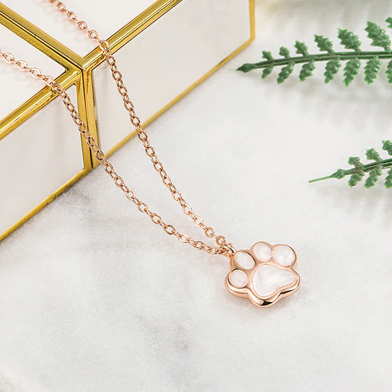 Paw Print Necklace Silver | Minimalist Pet Charm Pendant