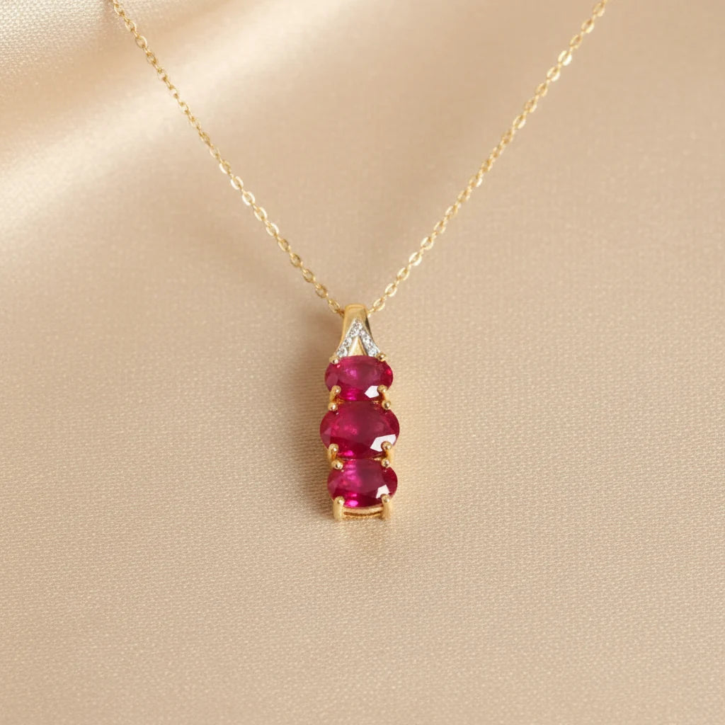 Composite Ruby Pendant Necklace in Sterling Silver